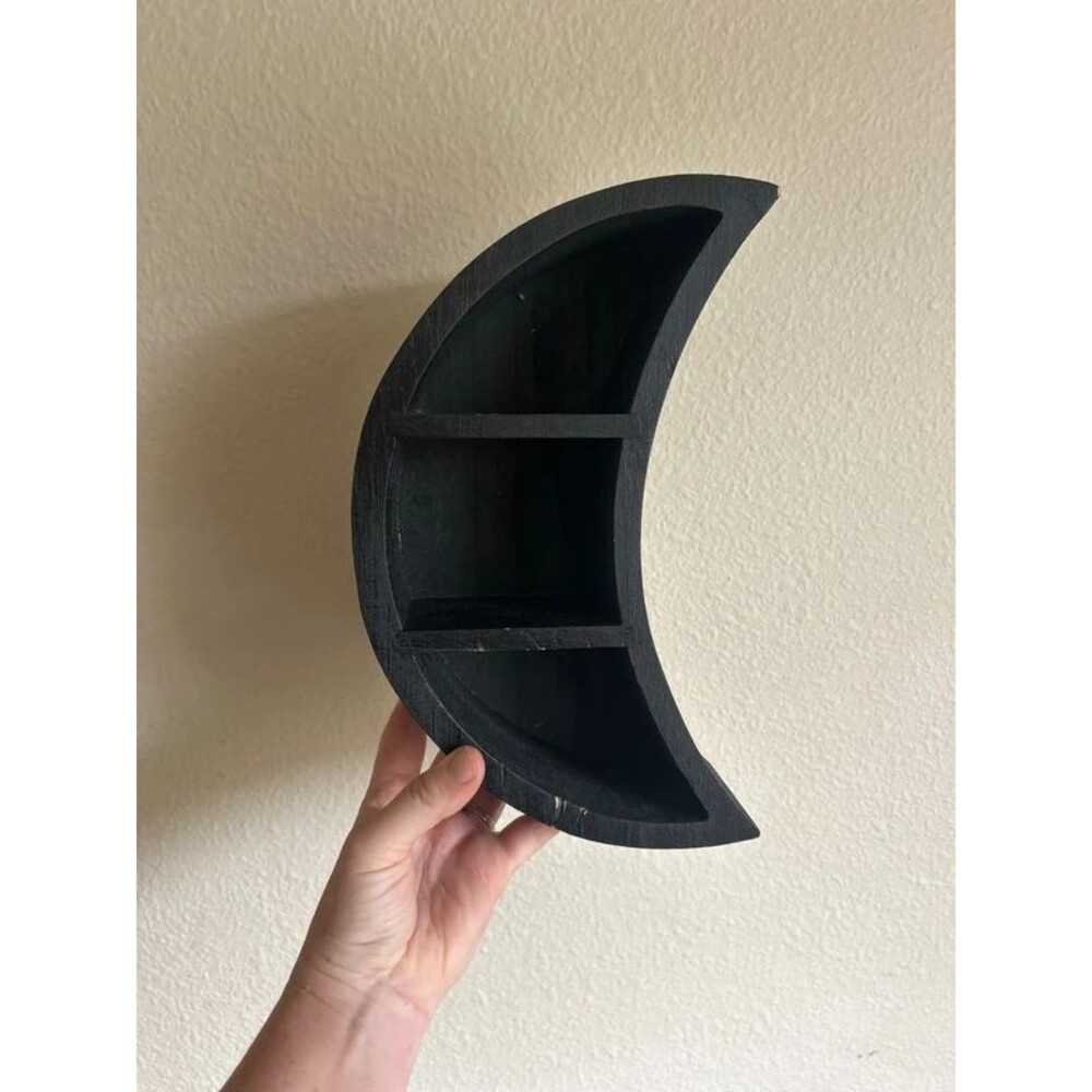 Small Black Wooden Moon Shelf